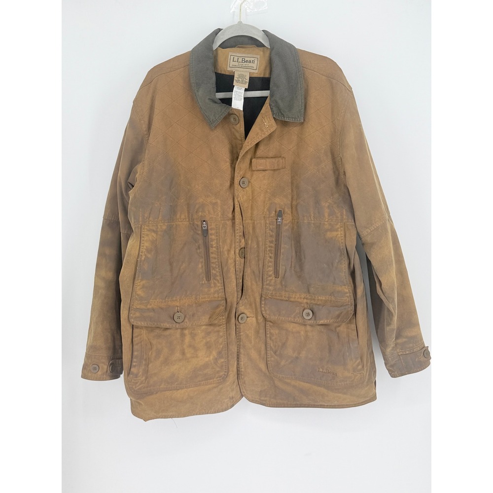 VTG LL Bean Mens Waxed Cotton Field Barn Jacket Size XL Tall Chore Work Utility
